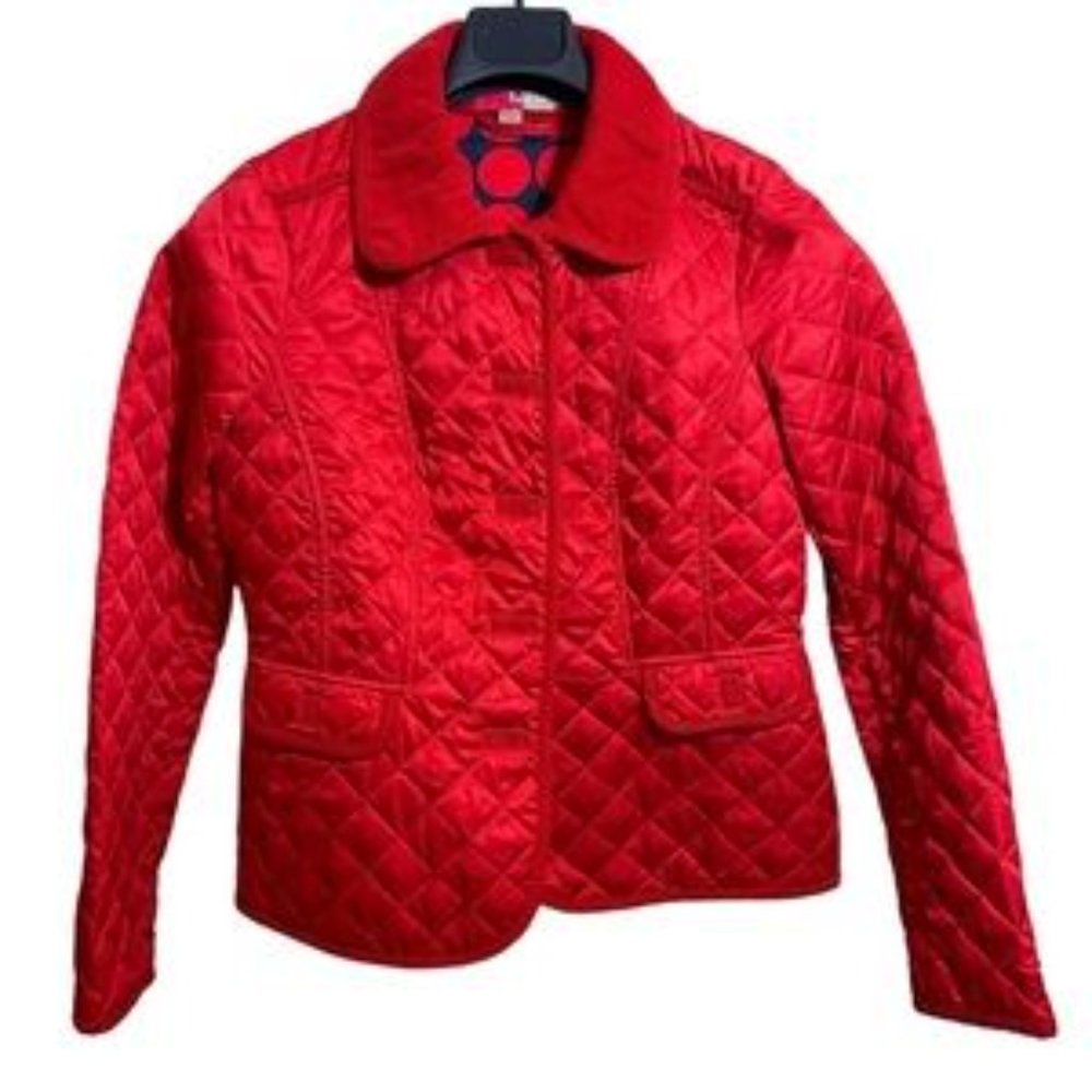 Boden Red Quilted Equestrian Style Jacket Size 6